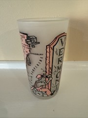 Vintage Vermont Souvenir Frosted Map Glass Tumbler 5.5” Mid-Century
