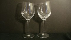 Pier 1 Crackle Clear Angled Top 8 7/8″ Wine Glasses – 2