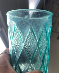 Vintage Anchor Hocking Aquamarine Gemstone Kimberly 5.25″ Glass Tumbler w/DWD