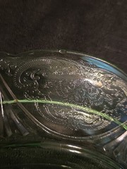 Hazel Atlas Glass Uranium Green Royal Lace Divided Dinner Plate Depression