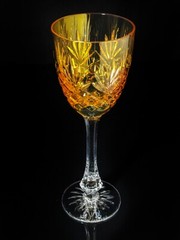 Faberge Odessa Yellow Gold Crystal Tall Glass 8 7/8″ H