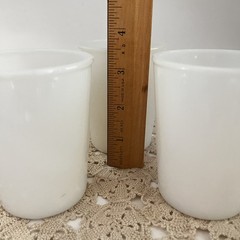 Set of 3 Vintage Opalescent Milk Glass Tumbler 3.5″ Iridescent Juice/Water