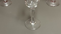 Vintage Blown Crystal/Glass Stemed Bell Shape Cordials 5 1/4”h 2oz Applied Stem