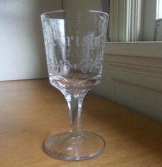 ARISTO 1880 WHEEL CUT ENGRAVED GLASS GOBLET RARE ORIGINAL