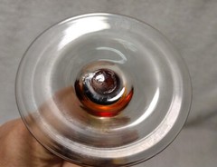 Vtg Red/Amber/Honey Hand-Blown Wine Goblet 8.5″ Pontil Scar. BEAUTIFUL. Named??