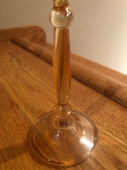 Franco Creazioni Amber Crystal Champagne Flutes w/ Gold Tiles (Italy) ~ S2 MINT