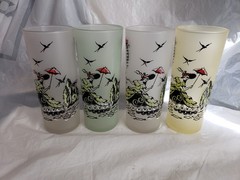 4 Vtg Libbey Southern Belle Pastel Frosted Tumblers Tom Collins Drink Glasses