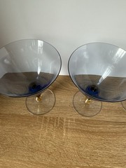 4- Mikasa Estate Slate Champagne Or Sherbet Glasses Wine Vintage Blue