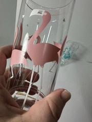 2 Vintage 70’s Libbey Flamingo Highball Tom Collins Barware Glass Tumblers 7”