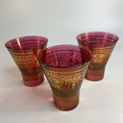 3 Timon Collezione Italian Drinking Glasses Cranberry Flash Italy Valentine Day