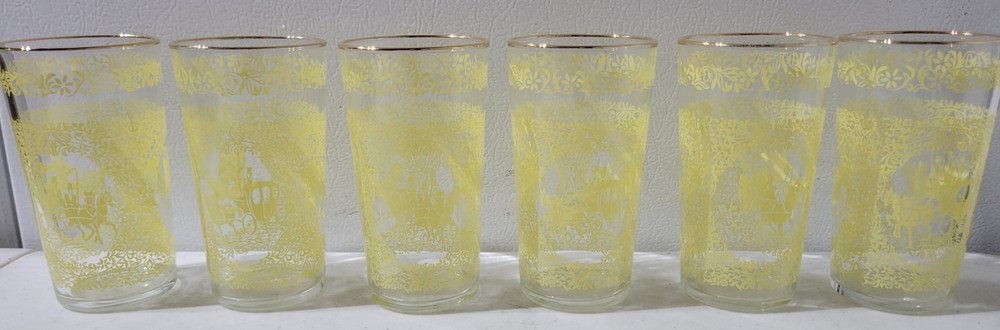 New Old Stock Hazel Atlas Yellow Monticello 11.5 oz Glass 6 Tumblers