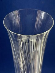 Beautiful Crystal Pair Of 10” Ribbed Champagne Toasting Flutes Glasses