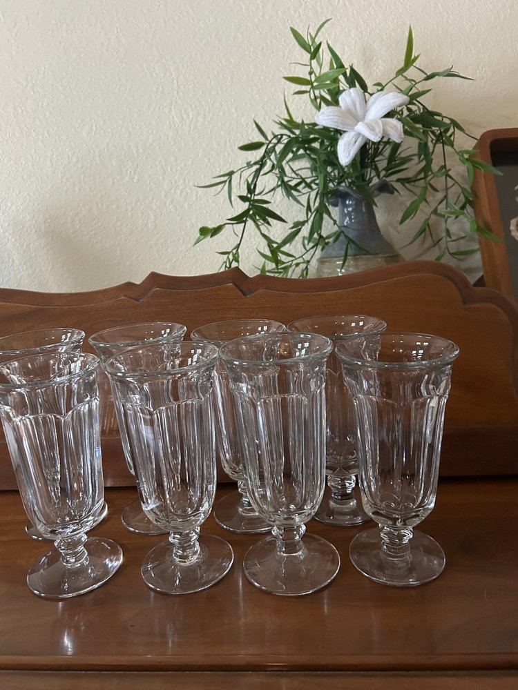 Set Of 8 Vtg Imperial Old Williamsburg Clear Iced Tea Goblets Glasses