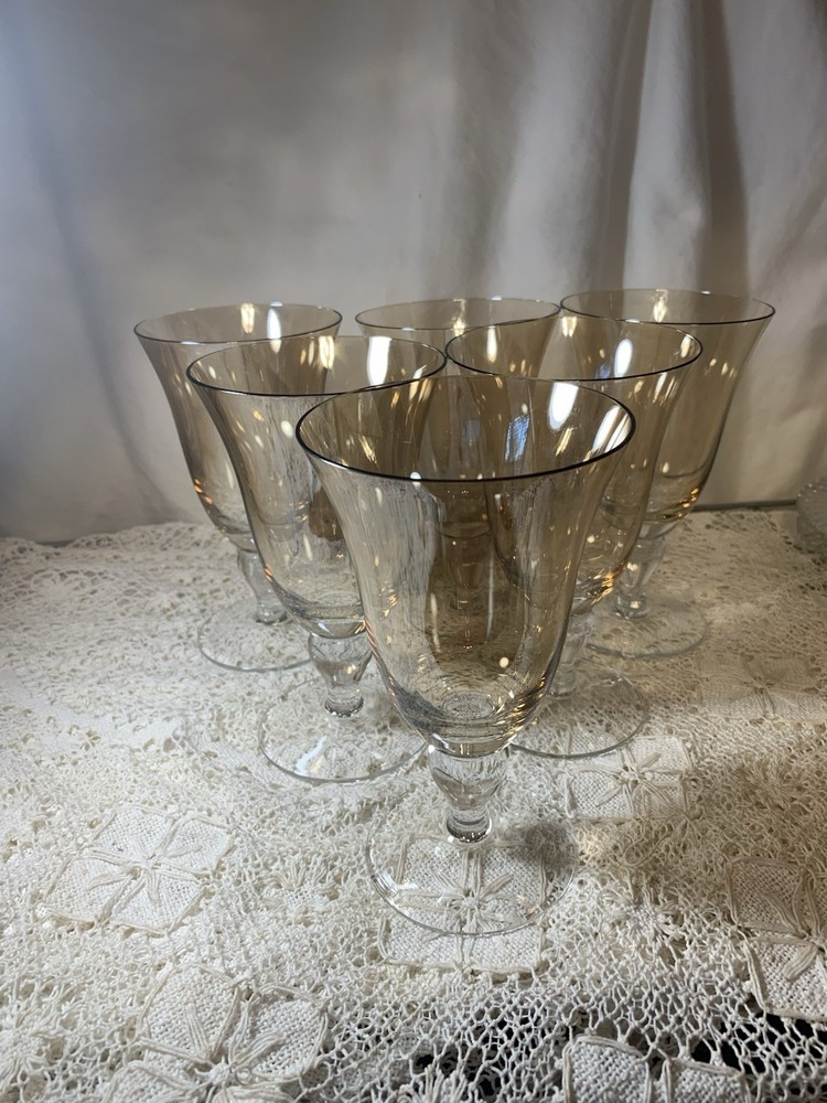 Artland Amber Iridescent Wine/Water Goblets 6 5/8” Glasses Set Of 6