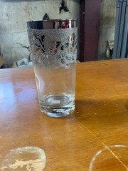 MCM Silver Fade Highball Glass – Dorothy Thorpe Style – Embossed Grape Pattern