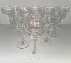 Set of 11 Rock Sharpe ELITE Crystal Champagne/Sherbet Glasses Circa 1939