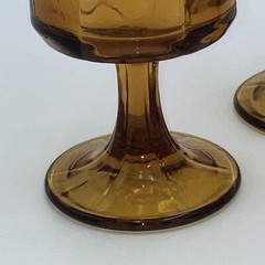 3 Colony Nouveau Riviera Amber Wine Glasses 5 1/2x 2 1/4 Pressed Glass Footed