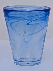 Set Of 3 Kosta Boda Mine Blue Swirl Art Glass Tumblers UVH Ulrica Hydman Vallien