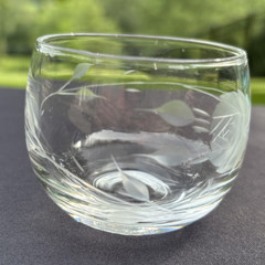 Set of 6 Schott-Zwiesel Clear Gray Cut Vintage Rose 5oz Roly Poly Glasses EUC
