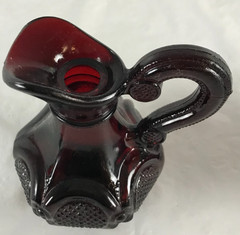 vintage 1876 Avon Cape Cod Ruby Red Glass 6″ Cruet & 3.5″ Sugar Bowl