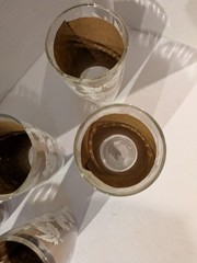 Set of 6 Vintage Hazel Atlas Tumbler Drinking Glasses White Maple Leaf Design