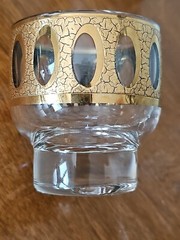 Set of 2 Culver Pisa Piza Punch Cup Glasses 4 oz Glass Cups 22K Gold Vintage MCM