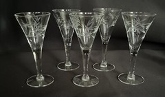 Vintage Cut Glass Cordial/Liquor Glasses Set of 10, Wheat Pattern, Various Sizes