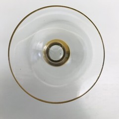 Set of 2 Vintage Crystal Water Goblets Gold Trim and Gold Ball Stem 5 1/8″h
