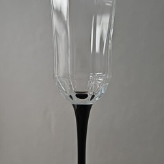 Vintage Luminarc France Octime Champagne Flute Glass Black Stem Clear Bowl