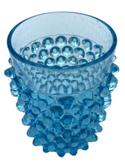 Antique c.1884 Beatty & Sons (Ohio) Dew Drop/Hobnail Glass Tumbler, Aqua Blue