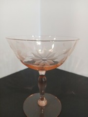 Lancaster Pink Jubilee 11 Petal 4 3/4″ Stemware Paneled Depression glass RARE