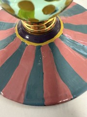 MacKenzie-Childs Circus Rose Arbor Hand Painted Wine Goblets Set 6 Vintage B16
