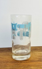 Vintage Royal China Blue Heaven Glass Tumbler MCM Atomic 1950s Turquoise 8 oz