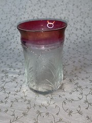 Rare Vintage 1960s mid century red Ruby Flash Pebble Leaf 12 oz Tumbler 5.5”