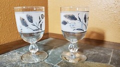 Libbey Vintage WILD FLOWER Frosted Water Goblets Glasses Wheat Flower 5 1/2″ Set