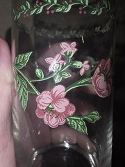 Vintage Farberware English Gordon Floral Glasses, Set Of 8. ONE GLASS CHIPPED