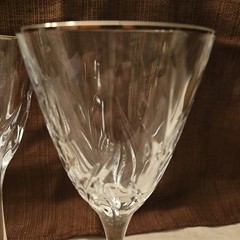 Set Of 2 Cristal D’Arques Cassandra Platinum Water/Wine Glasses, 8 1/4″ Tall