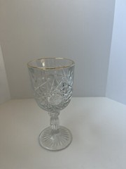 Vintage Wine Libbey Goblet Chalice Water Glass Starburst Hobstar Pattern.