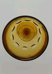 Bartlett Collins Amber Thumbprint Footed Stemmed Water Goblet Set of 4