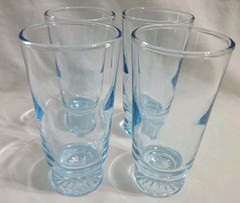 Vtg Blue Glass Star Sapphire Juice Glass Swirl Duz Promo 4 oz 1960s Set of 4