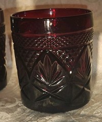 Set of 4 RUBY Cristal D’Arques Durand 11oz 3.75″ Luminarc Glass ON THE ROCKS EUC