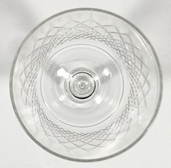 Vtg German Rhein Kristall Diamond Cut Glass Crisscross Wine Water Goblet 5 3/4″