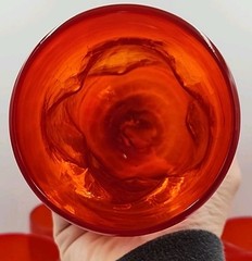 Blenko Crackle Dimpled Tangerine 5 1/2″ T Tumblers Glasses Lot Of 8