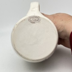 Michele Dross Ceramics Hand Made Art Pottery Mug Cup Woman In The Stars BluGreen