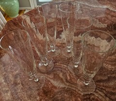 Pilsner Glass 12oz Mouth Blown Glasses VTG Clear Optic Design Thailand Lot Of 6
