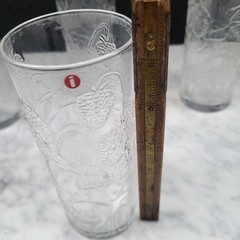 READ IITTALA MARJA FINLAND TALL TUMBLERS 14 1/2 OUNCES DRINK GLASSES STRAWBERRY