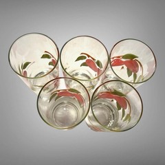 Set of 5 Franciscan Apple 6 1/4″ Tall Glass Tumblers 15 Oz Juice Iced Tea