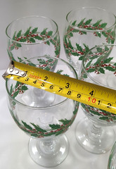 Set of 7 Libbey Christmas Holiday Holly Iced Tea Glasses Stemware Goblets