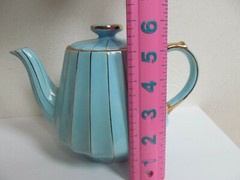 Sadler Mid Century Teapot Blue With Gold trim