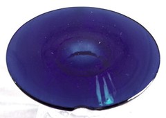 Weston Block Optic Etched Cobalt Blue Footed 10 oz Juice Tumbler **SMALL CHIP**